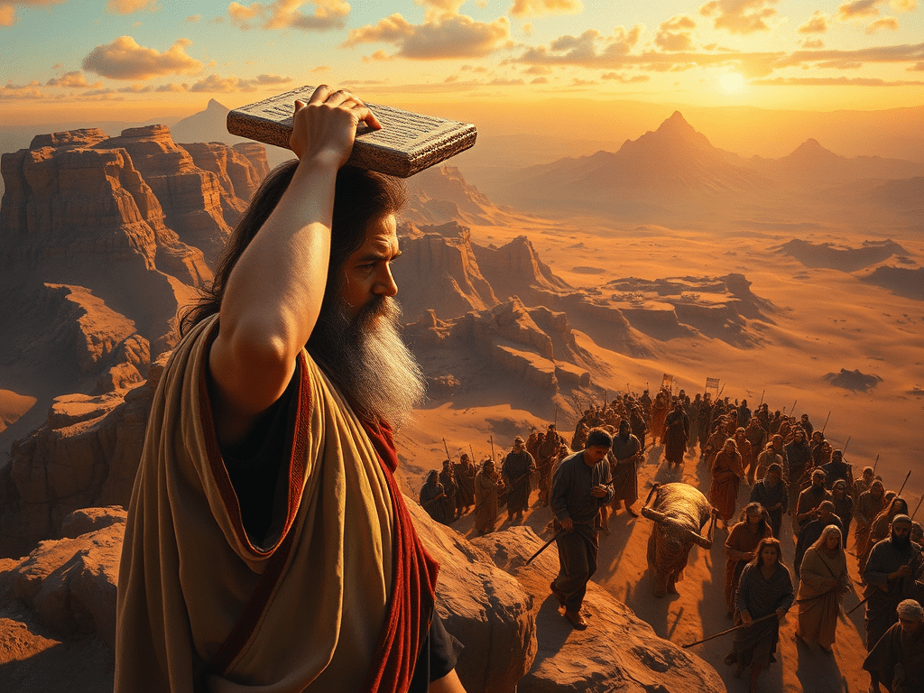 "משה יורד מהר סיני עם לוחות הברית", דימוי דיגיטלי, אילן מויאל