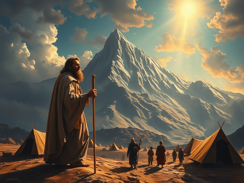 "משה עולה להר סיני להביא את לוחות הברית", דימוי דיגיטלי, אילן מויאל