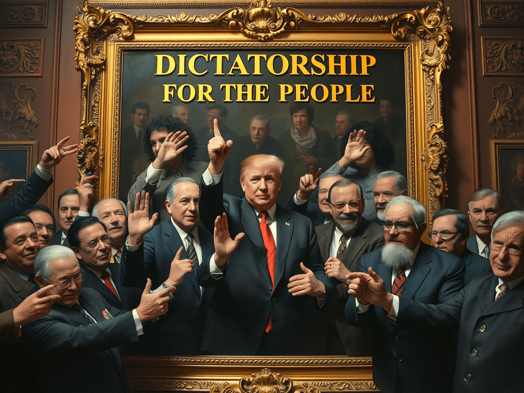 "Dictatorship for all, דיקטטורה לכל." דימוי דיגיטלי, אילן מויאל